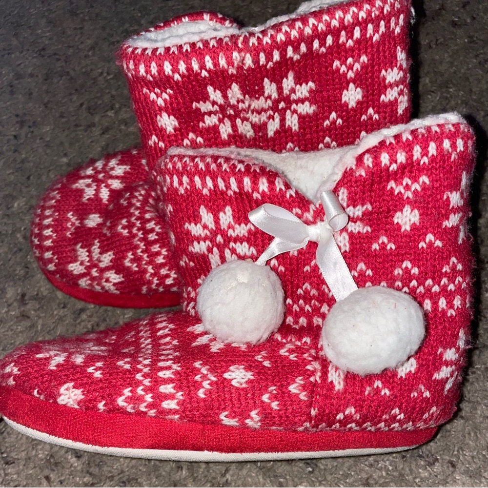 Christmas toddler knit bootie slippers